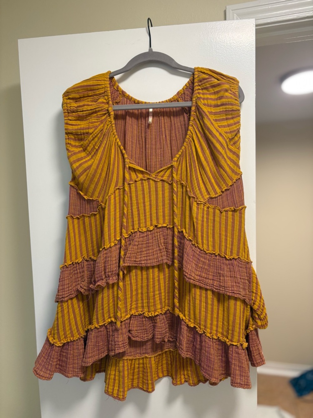 Free People Striped Tiered Ruffle cover up